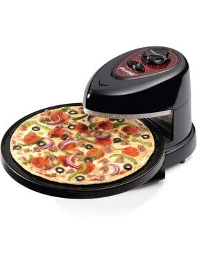 Black Rotating Pizza Oven - Versatile, Compact Design for Perfectly Cooked